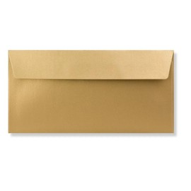 DL (110mm x 220mm) Coloured Envelopes for Greetings Cards Party Invitations & Craft - Pack of 50 (Metallic Gold Peel & Seal)