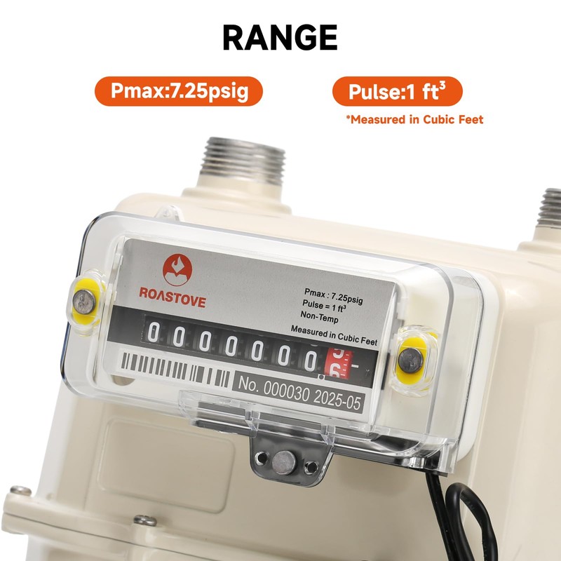 Roastove Gas Meter,Propane Natural Gas SUBMETER,with 3/4" Thread and Pulse