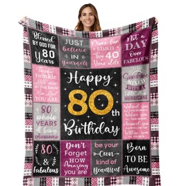 Amonee-YL 80th Birthday Gifts For Women, 80th Birthday Gift Blanket 60"X80", Best Gifts For 80 Year Old, 80th Birthday Decorations, 80 Year Old Birthday Gifts For Women, Birthday Gifts For 80 Year Old