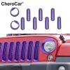 CheroCar 9Pc Purple Car Headlight Grille Insert Bezel Trim Cover