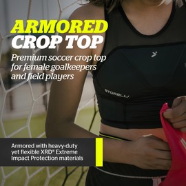 Storelli Women’s BodyShield Crop Top | Padded Goalkeeper Base Layer | Enhanced Chest and Rib Protection Black
