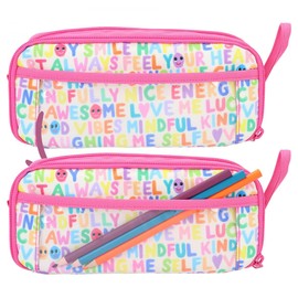 Depesche 11971 TOPModel SelfLove Fan Pencil Case with Model Motif and Font Design, Pink with 4 Compartments and Zip, multicoloured, pencil case
