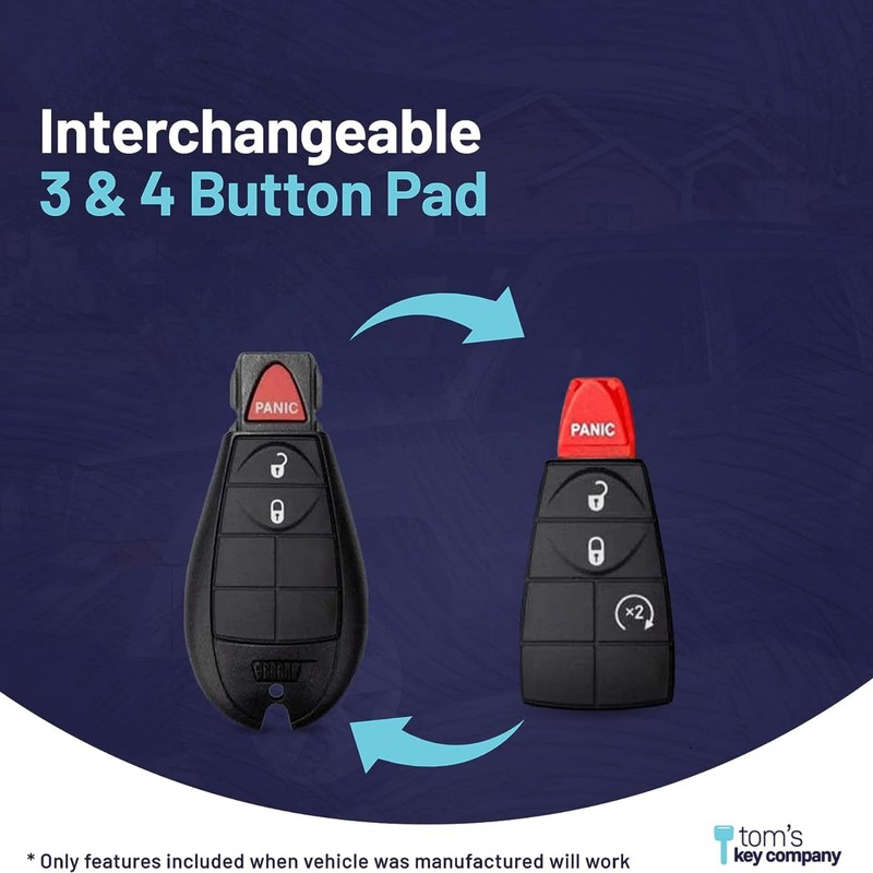 Car Keys Express Simple Key, 4-Button Black Plastic Key Fob