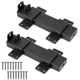 Slide Gate Latch, 2 Sets Heavy Duty Latch Lock with Padlock Hole, Powder-Coated Forged Steel, for Wooden Fences, Barn Door Lock, Fence Gate, Outdoor Latches, Black