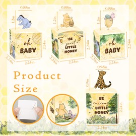 QZCYU 24pcs Winnie Baby Shower Decorations, Pooh Party Decorations, Baby Shower Table Sign Centerpieces, Animal Party Favor Boxes for Baby Showers, Birthdays, and Gender Reveals