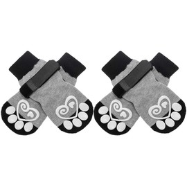 KOOLTAIL Dog Socks Non-Slip Dog Socks Paw Protector 2 Pairs Adjustable Dog Socks for Pets Outdoor Indoor