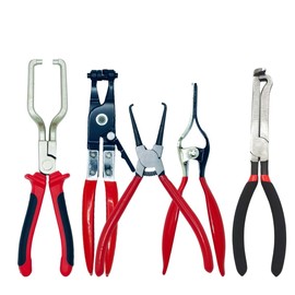 ESCULTORA 5PCS Electrical Disconnect Pliers, 9" Fuel Filter Caliper 7" Fuel Line Plier, Hose Clamp Removal Pliers, Hose Remover Anti-Slip Grip Corrosion Resistant Auto Maintenance Tool Kit