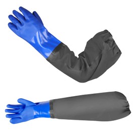Tikplus Long Pond Gloves, Heavy Duty Waterproof Long Rubber Gloves Chemical Resistant, 26″ Reusable Drain Cleaning Glove Full Arm for Resist Strong Acid, Alkali, Oil, Gardening, Aquarium, Fishery