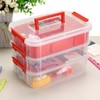 JUXYES 3-Tiers Stack Carry Storage Box With Divided Tray, Transparent