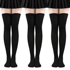 EUPSIIU 3 Pairs Thigh High Socks for Womens Girls, Over Knee Thigh High Socks, Extra Long Socks, Thigh High Socks, Over The Knee Socks, Casual High Boot Stockings, Cosplay Stockings for Girls (Black)