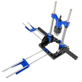 Upgraded Portable Drill Guide – 0° to 60° & 90° Adjustable Aluminum Drill Jig with 6.5" Wide Base, 1/2" Chuck, Self-Centering Pins, Dual Guide Rods & Depth Stop – Precision Fixture for Wood
