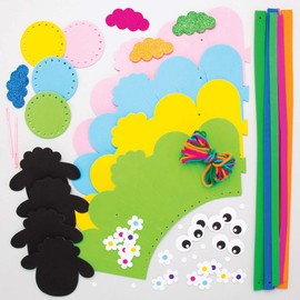 Baker Ross Fluffy Sheep Weaving Baskets - Pack of 4, Kids Crafts (AT467)