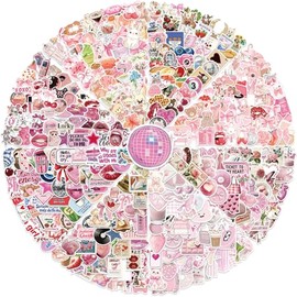 600Pcs Coquette Stickers Pink Aesthetic Girly Stickers for Girls Water Bottles Laptop Computer Phone Stuff, Coquette Birthday Decor