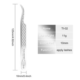 NAGARAKU Precision Titanium Alloy Eyelash Extensions Tweezers, Hard, Durable, Ultra Lightweight, Professional Precision (TI-02)