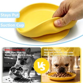 Qyeejong Non-Slip Dog Bowl 7.1", Shallow Pet Dish BPA-Free, 100% Silicone