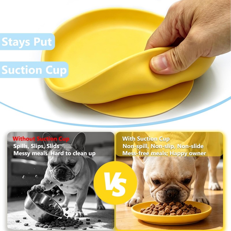 Qyeejong Non-Slip Dog Bowl 7.1", Shallow Pet Dish BPA-Free, 100%
