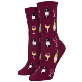 Socksmith Women's Crew Sock Fine Wine Red Heather One Size Fits Most 1 Pair, 5-10.5