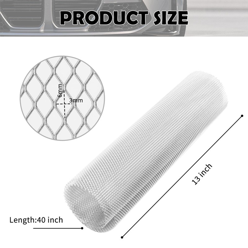 40x13" Car Grill Mesh for Bumper,Cuttable Metal Mesh Grill with