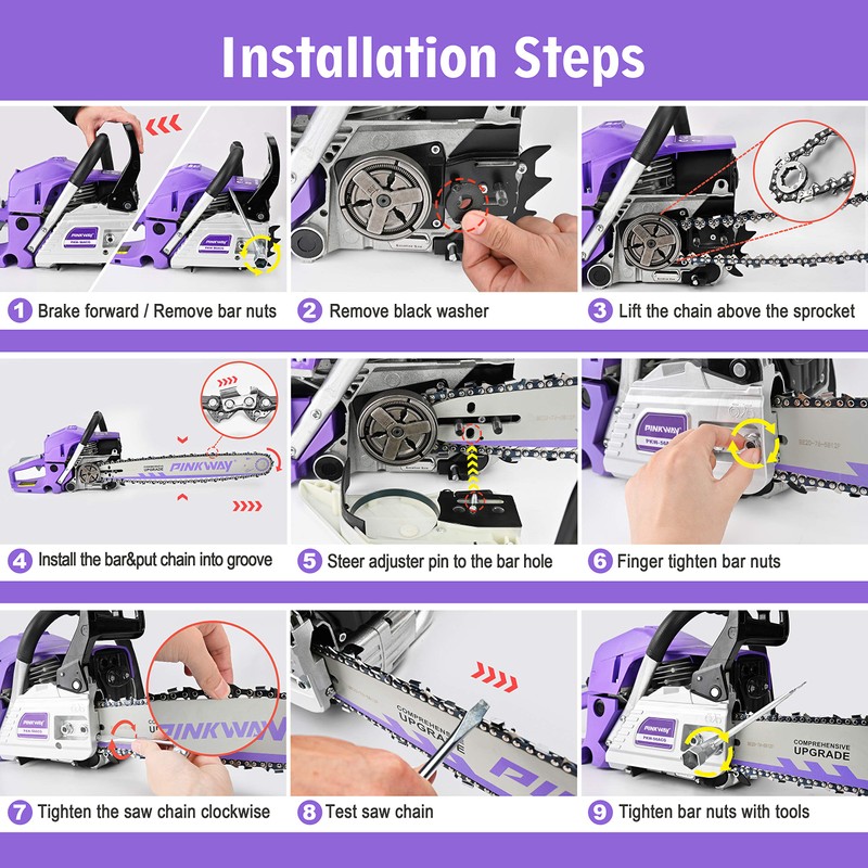 2-cycle 63CC Chainsaw Saw Gas Powered 20" Chain Saws Cordless