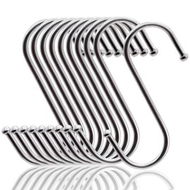 MgcTolBox 20PCS S-Shaped Hooks, Premium Stainless Steel Metal Hanging Hooks Multi Function, Heavy-Duty Hangers for Kitchen Office Bathroom Bedroom (Silver, Medium)