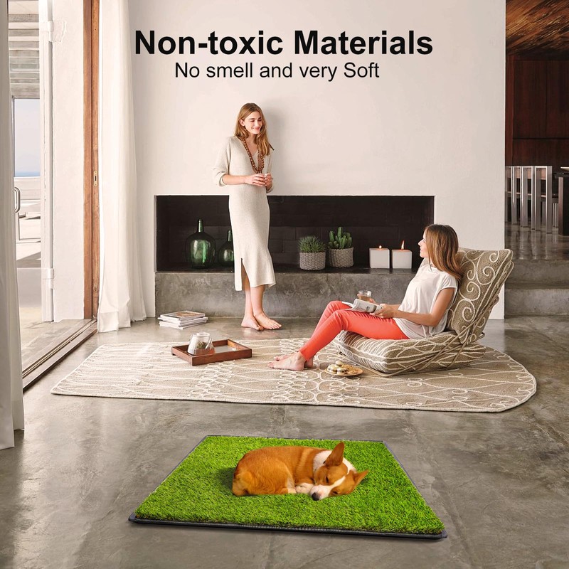 Dog Grass Pad with Tray,40''X27.5''Large Artificial Turf Grass Potty,XL Reusable