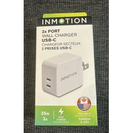 Universal InMotion (20W/3A) Fast 2 Port Wall Charger with USB-A and USB-C Ports - White