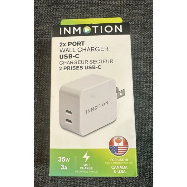 Universal InMotion (20W/3A) Fast 2 Port Wall Charger with USB-A