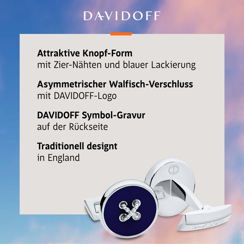 DAVIDOFF ESSENTIALS Cufflinks - Exclusive Rhodium Plated and Lacquered Brass