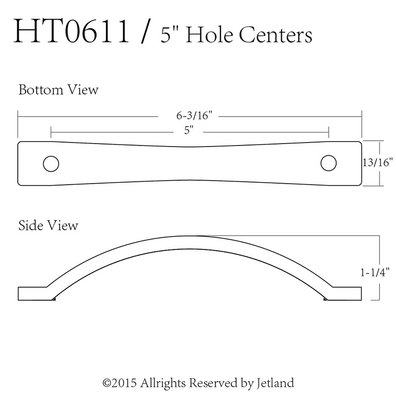 JETLAND Arched Hammered Cabinet Pulls - 2-Pack, Iron Scratches, 5"