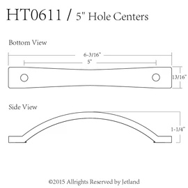 JETLAND Arched Hammered Cabinet Pulls - 2-Pack, Iron Scratches, 5" Hole Centers, Rustic Solid Cast Handle Pulls for Dresser Nightstand Furniture, HT0611AS127