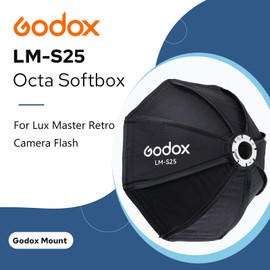 Godox LM-S25 Octa Softbox for Godox Lux Master Retro Camera Flash, Portable Softbox Diffuser with Carry Bag, Producing Soft Natural Light