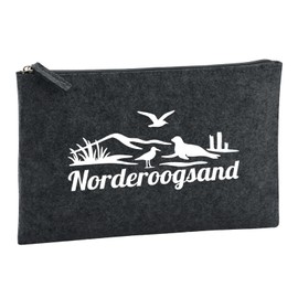 Huuraa Kulturbeutel Norderoogsand Strandmotiv Geschenk 1 Liter Charcoal Filz Norderoogsand Geschenkidee