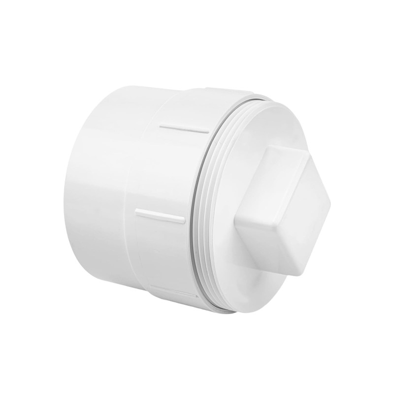 2" PVC Sewer Cleanout Adapter with Plug Pipe Fitting, PVC