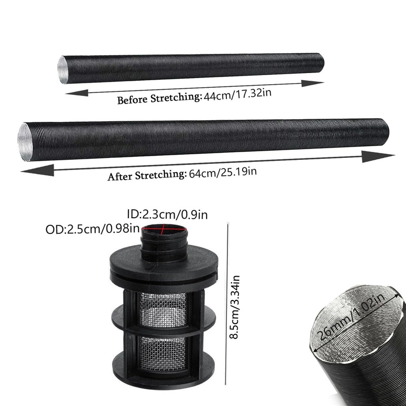 25mm Air Intake Filter Silencer and Intake Pipe with Clip