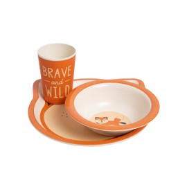 Pearhead Fox Baby Feeding Set, Includes Plate, Bowl, and Cup, Baby and Toddler Dinnerware Feeding Essentials, Baby Led Weaning, 12+ Months