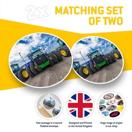 Vinyl Stickers (Set of 2) 25cm - Green Farm Tractors Farmer #15545