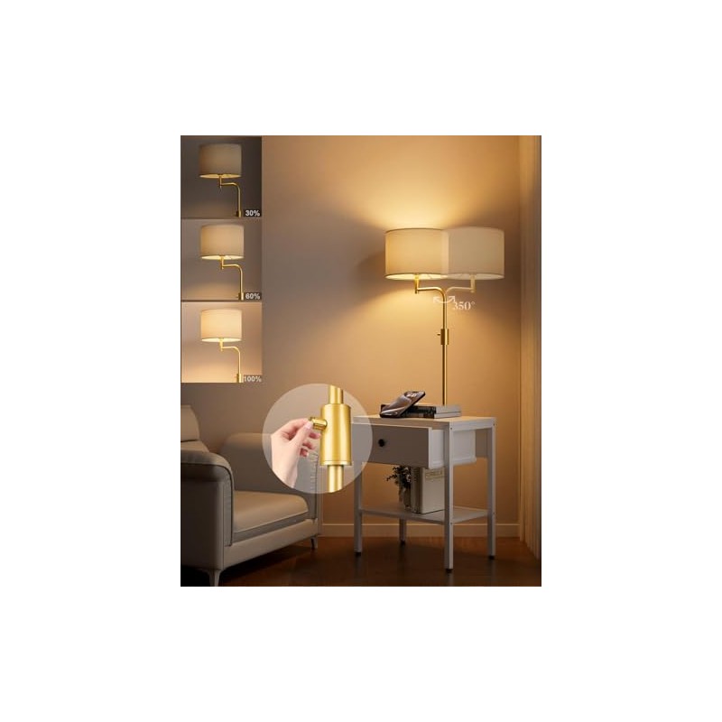 Lightdot 54IN Floor Lamps with End Table Attached, Dimmable (Brightness