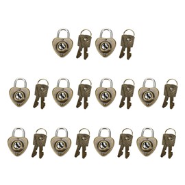 KUMGROT 10 Pcs Antique Bronze Padlock Couple Heart Shaped Mini Lock with Key Metal Small Key Lock Set, 1.30" x 0.87", for Jewelry Storage Box Diary Book Schoolbag Backpack