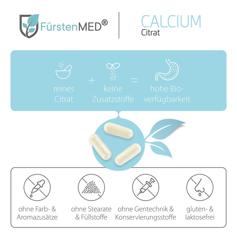 FürstenMED® Calcium Citrate Capsules - Calcium High Dose - Pure