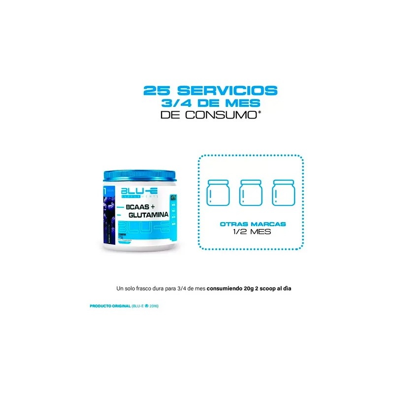 Aminoácidos Bcaas Glutamina Blu-e 500g