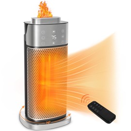 wobuzhi Space Heater, 1500W Portable Heaters for Indoor Use with Thermostat&Humidifier, 70°Oscillation,12h Timer, Overheat&Tip-Over Protection, PTC Ceramic Electric Heater for Bedroom Home Office