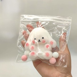 TIMCHESS Adorable Animal Squeeze Toys, Handmade Exquisite Sticky Squishies, Soft & Cute Stress Relief Fidget Toys for Adults, Ideas & Goodie Bag Stuffers (Bunny)