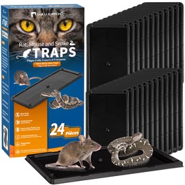 LULUCATCH Glue Mouse Traps Indoor for Home 24 Pack, Pre-Baited Sticky Plastic Glue Boards for House, Snake, Lizard, Insect, Mice, Rats & Spider Traps, Pet Safe Pest Control