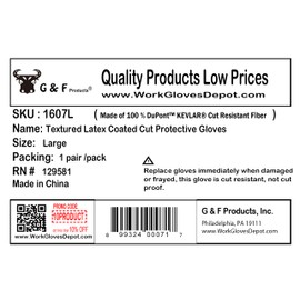 G & F 1607L Cut Resistant Work Gloves, 100-Percent Kevlar Knit Work Gloves, Make by DuPont Kevlar, Protective Gloves to Secure Your hands from Scrapes, Cuts in Kitchen, Wood Carving, Carpentry and Dea