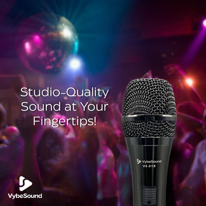VybeSound VS-213 Professional Dynamic Vocal Microphone – 13ft XLR Cable,