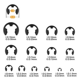 450 Pcs Snap Ring Assortment Set, 1.5-15mm (14 Sizes) External Retaining Ring Assortment Set, Metal E-Clips Circlip Rings for Axles, Shafts and Other Moving Parts