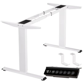 BIZUM Standing Desk Frame Dual Motor, Standing Desk Legs Up to 47.2", Computer Memory Desk Adjustable Table Legs with USB Ports for Home and Office, White Frame Only