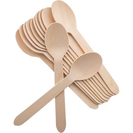 Concession Essentials Wooden Disposable Spoons 6 inches. Spoons Printed with Dark on Spoons.