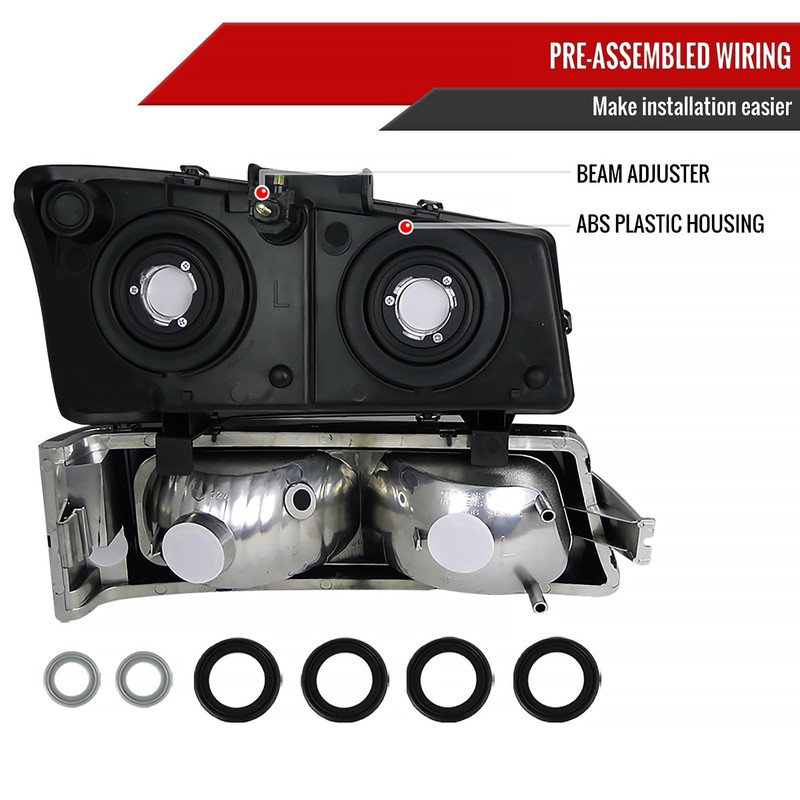 HABU Headlight Assembly for 2003-2006 Chevy Silverado 1500/1500HD/2500/2500HD/3500, 2002-2006 Avalanche