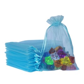 Pack of 50 5x7 inch Organza Gift Wrap Bag Baby Blue for Baby Shower,Christmas,Party Favors,Birthday,Wedding Guests,Bridal Shower,Engagement Drawstring Sheer Fabric Clear Mesh Sachets for Jewelry,Candy